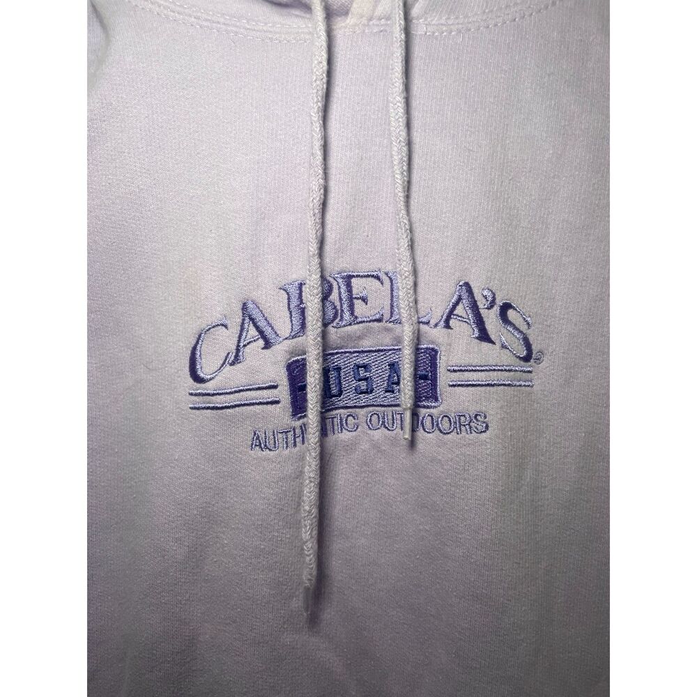 Vintage CABELAS Lilac Purple Hoodie Size S Sweatshirt Fishing Hunting Outdoors - Picture 2 of 5